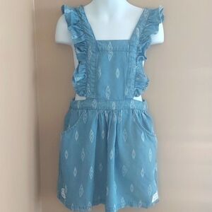 Rachel Zoe x Paul Frank overall pinafore dress ruffles monkey - blue - size 4